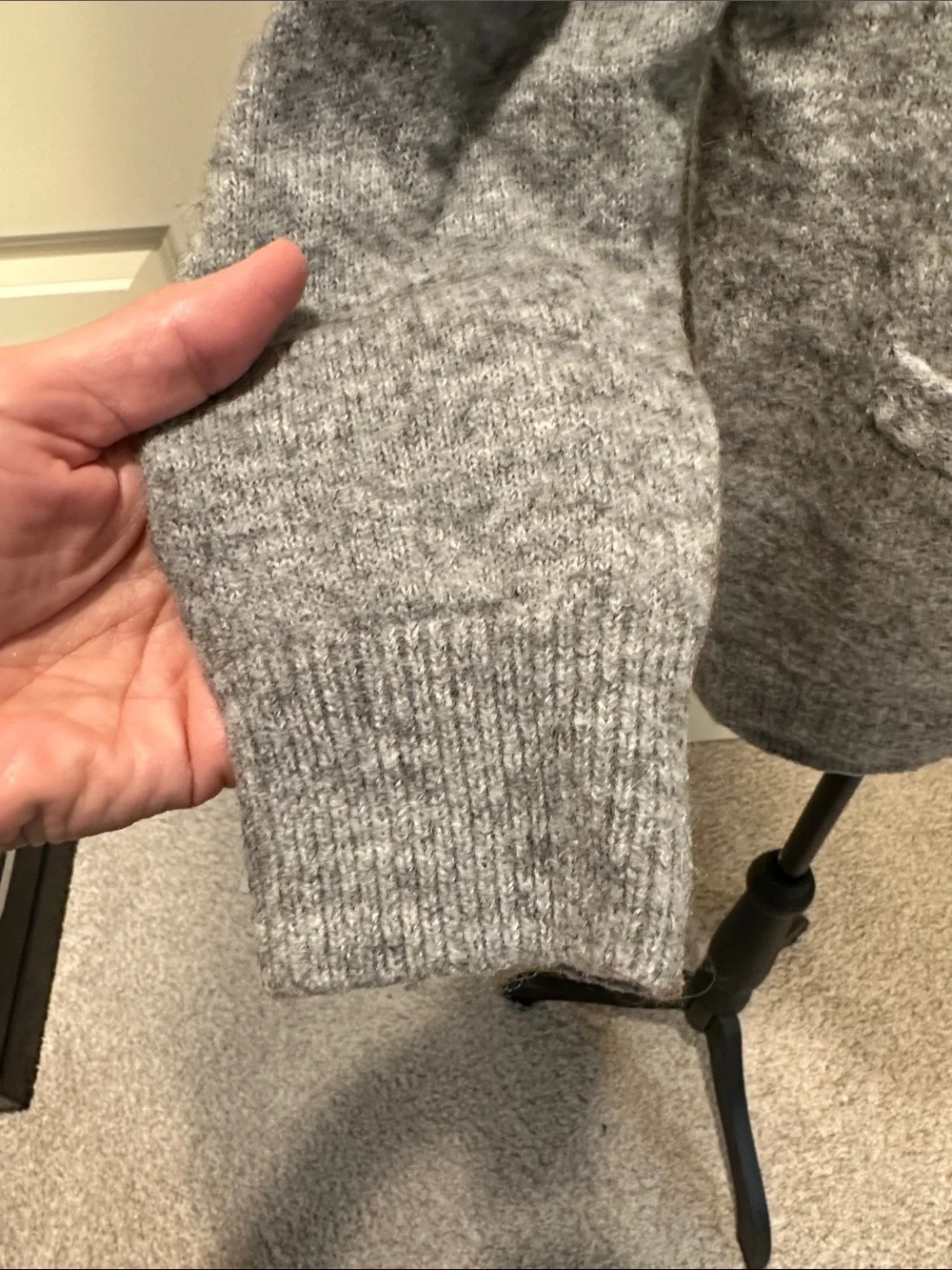 J. Crew Heather Gray V-Neck Button-Front Cardigan made with Alpaca and Merino